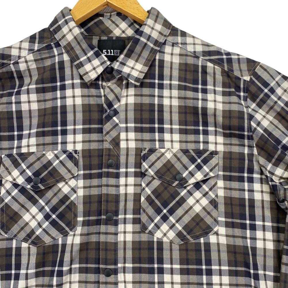 5.11 Tactical Gunner Plaid L/S Button Up Shirt Mens XL Snap Front 72530-1040
